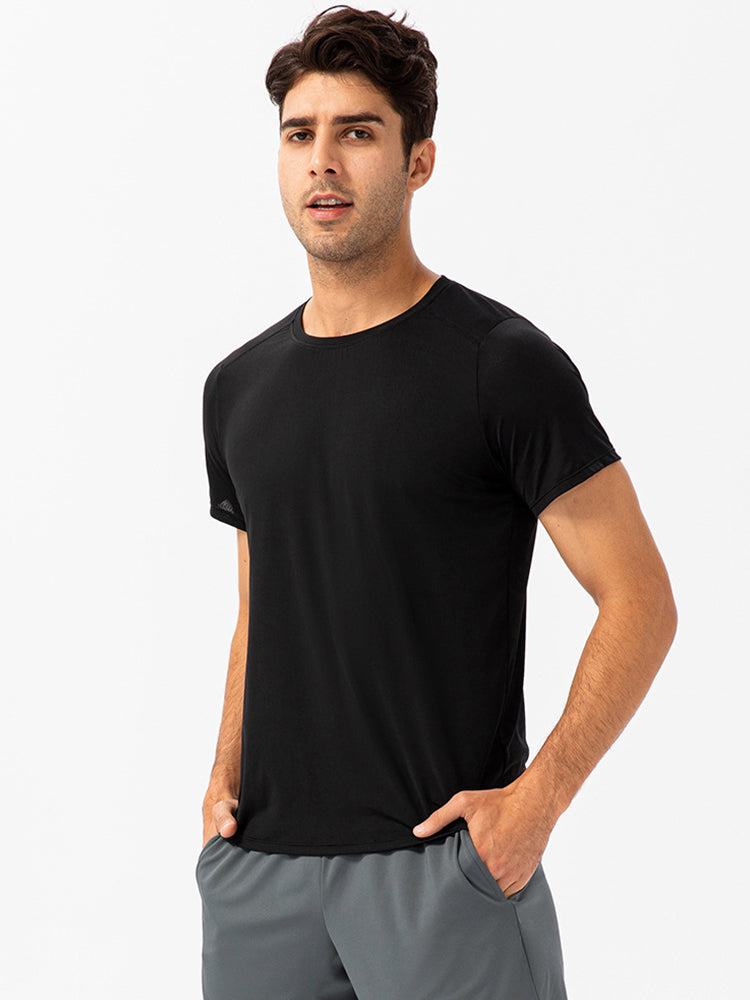 Men's Comfortable Round Collar Breathable Fitness Short Sleeve