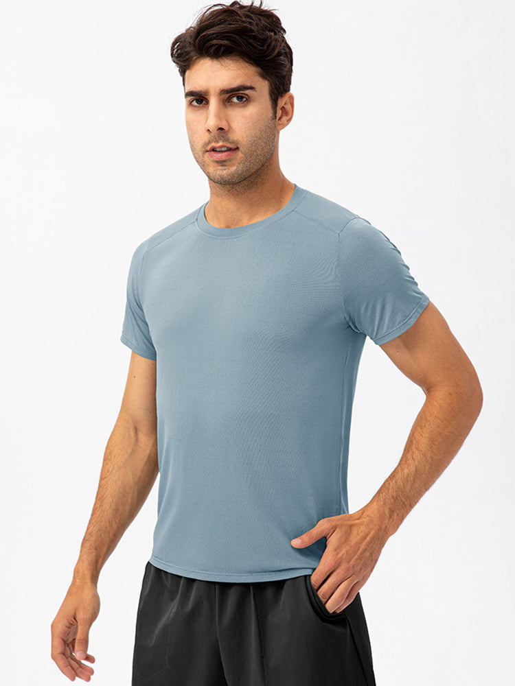 Men's Comfortable Round Collar Breathable Fitness Short Sleeve