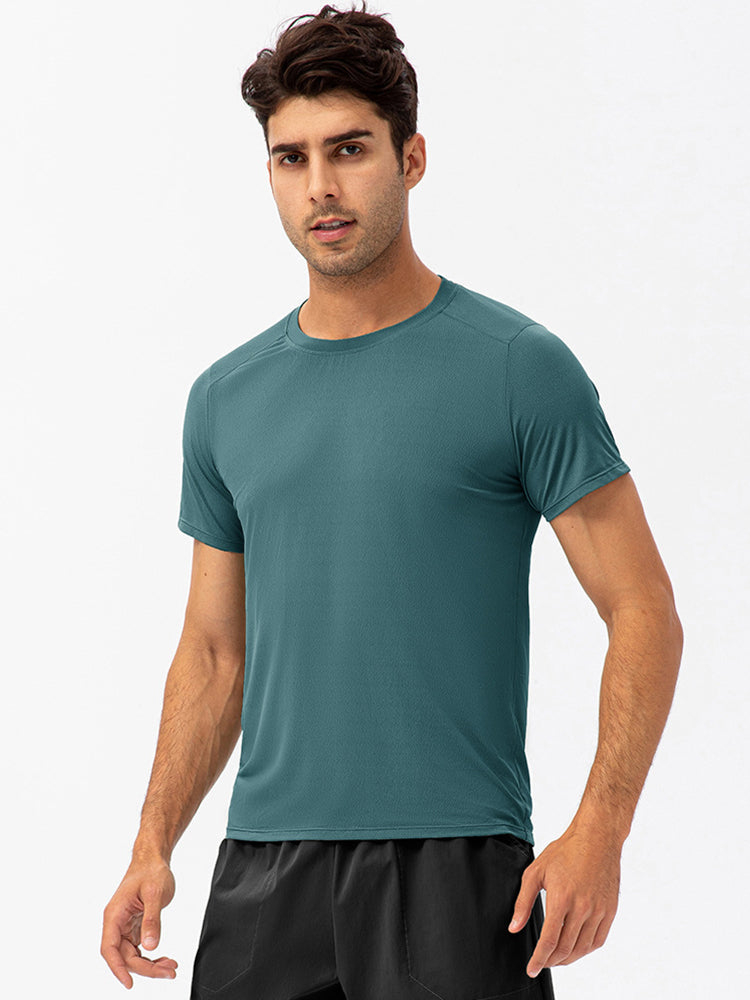 Men's Comfortable Round Collar Breathable Fitness Short Sleeve