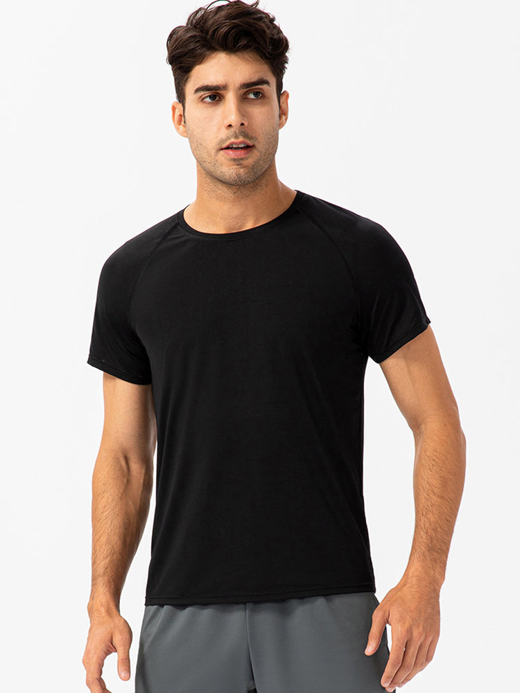 Men's Comfortable Round Collar Breathable Fitness Short Sleeve