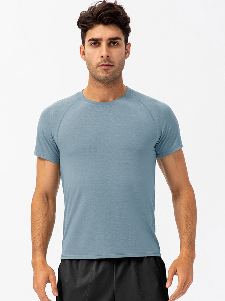 Men's Comfortable Round Collar Breathable Fitness Short Sleeve