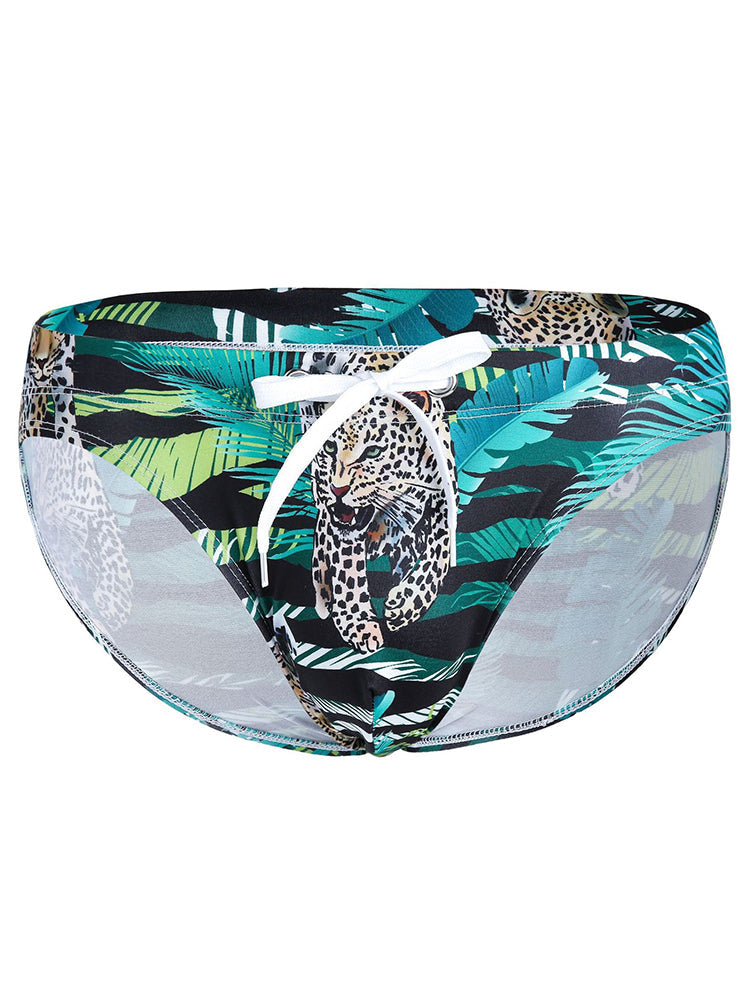 Mens Bulge Pouch Surfing Printed Bohemian Swim Briefs
