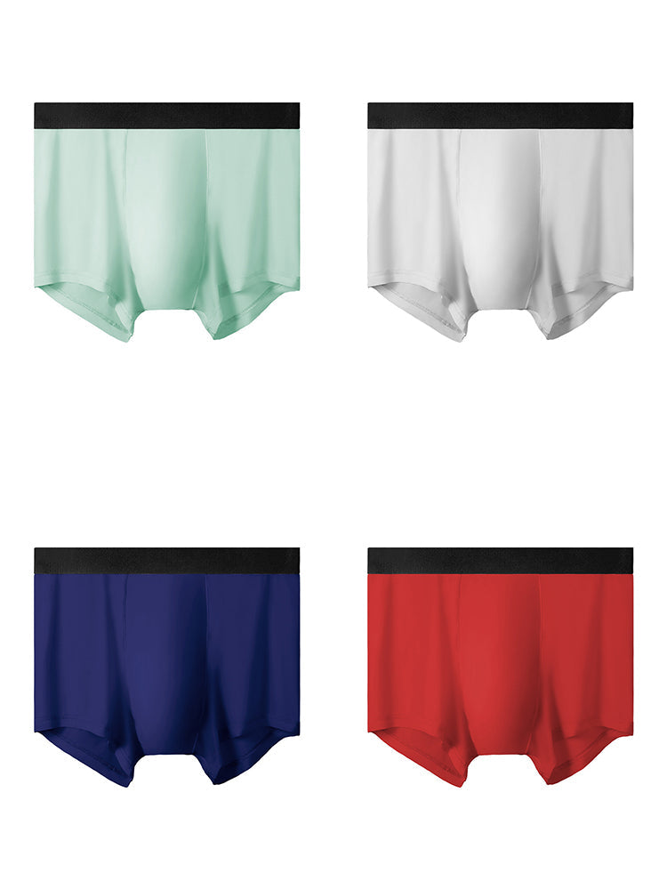 4 Pack Men's Silky Thin Seamless Trunks