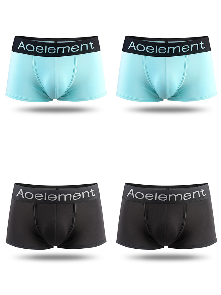 4 Pack Men's Breathable Plain Pouch Trunks