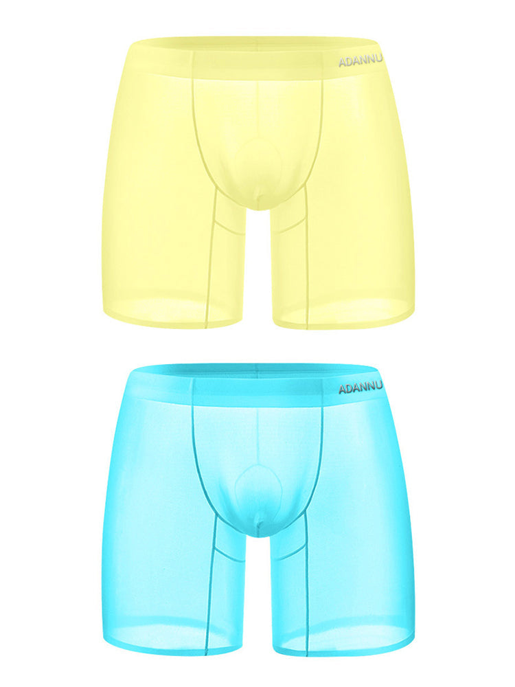 2 Pack Ultra-Thin Breathable Semi-Transparent Pouch Boxers Briefs & Midway Briefs