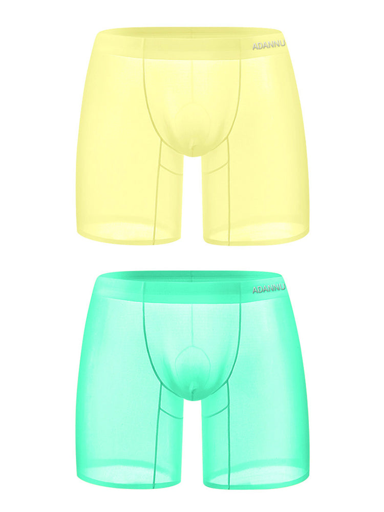 2 Pack Ultra-Thin Breathable Semi-Transparent Pouch Boxers Briefs & Midway Briefs