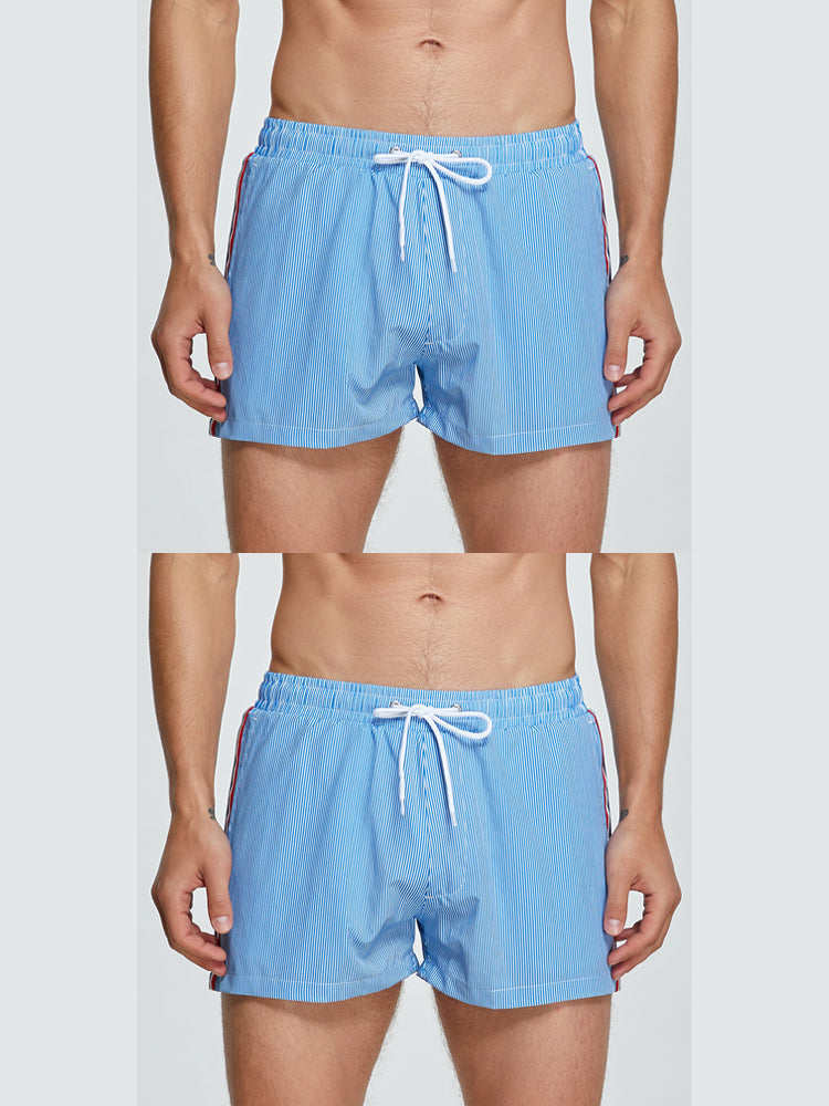 2-pack Men's Striped Double-layer Anti-embarrassment Beach Pants