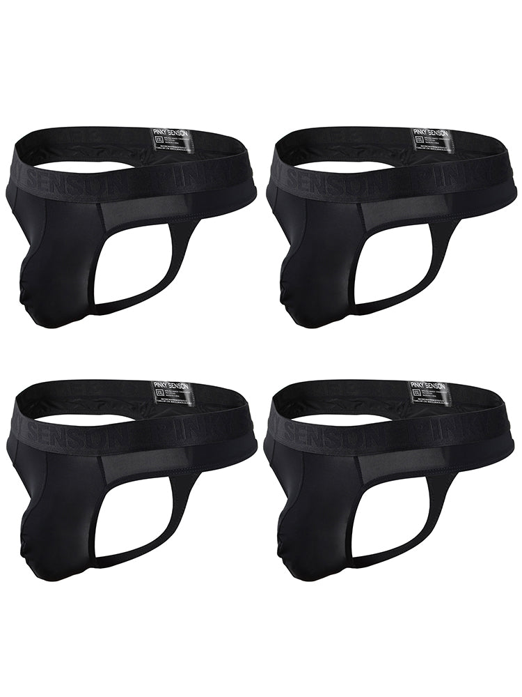 4 Pack Men's Sexy Nylon Low-Rise Comfortable Thong & Strings