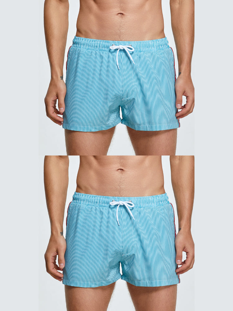 2-pack Men's Striped Double-layer Anti-embarrassment Beach Pants