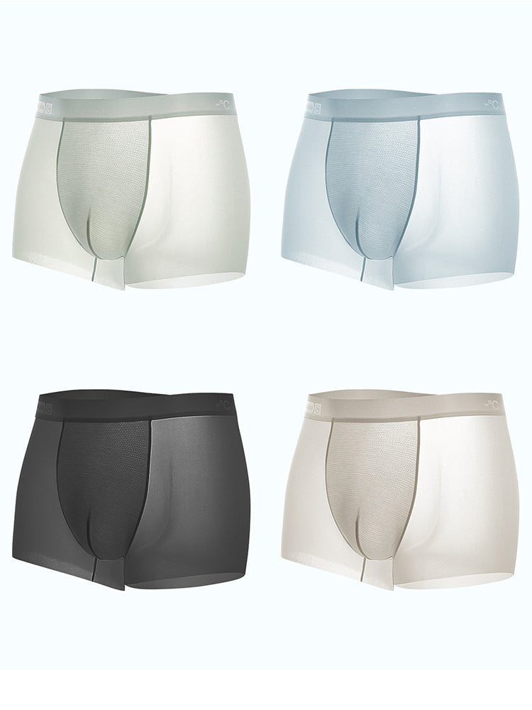 4 Pack Men's Breathable Ice Silk Antibacterial Sports Trunks