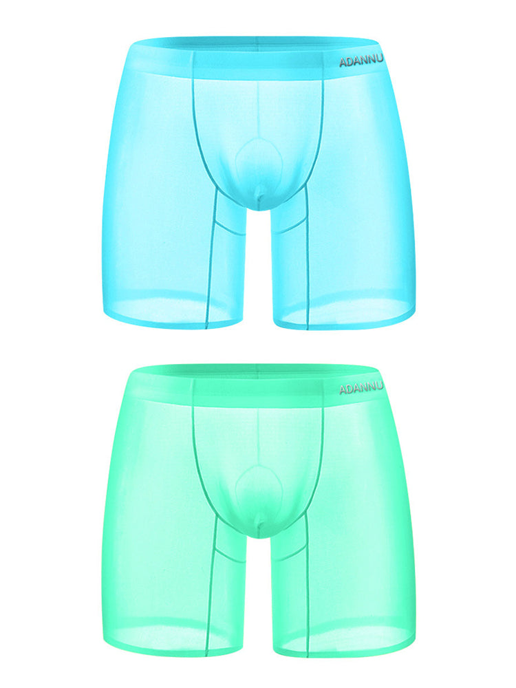 2 Pack Ultra-Thin Breathable Semi-Transparent Pouch Boxers Briefs & Midway Briefs