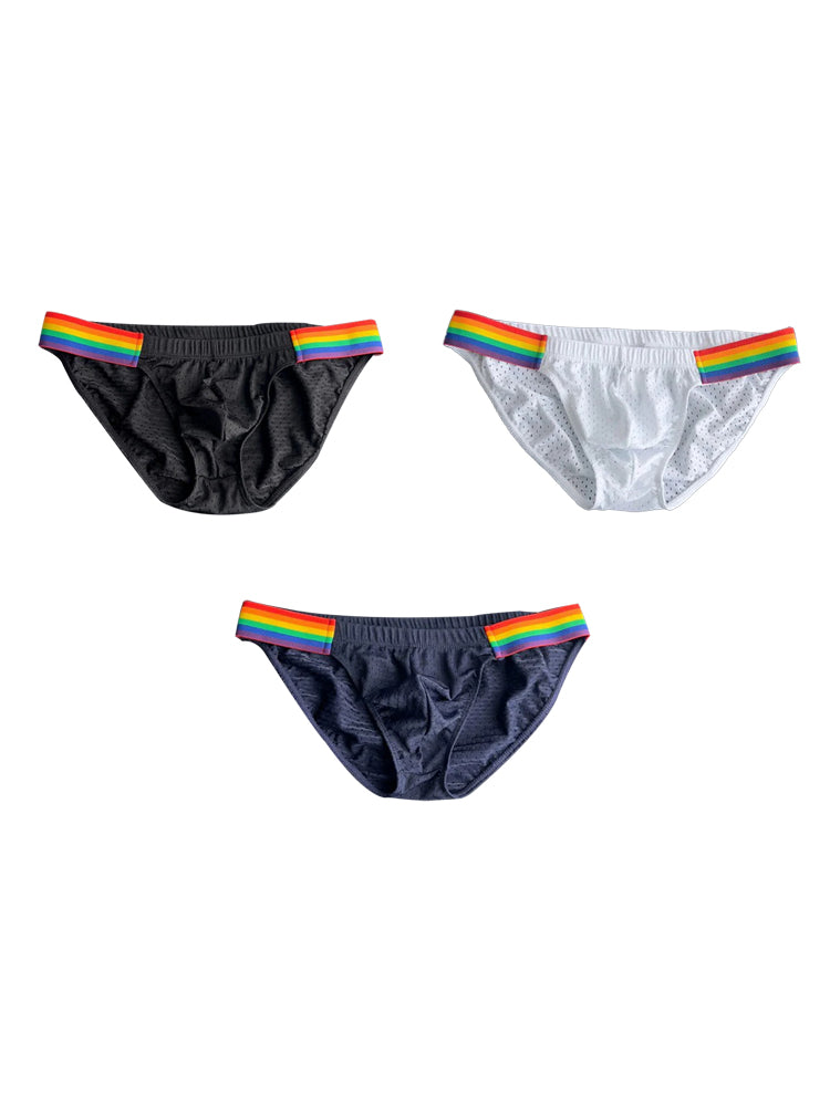 Men's Sexy Rainbow Pride Mesh Bikini