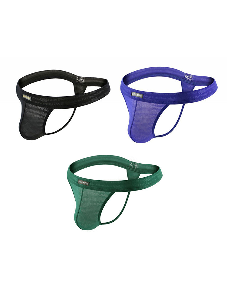 3-pack Men's Lace Obscure Embossed G-String Thong