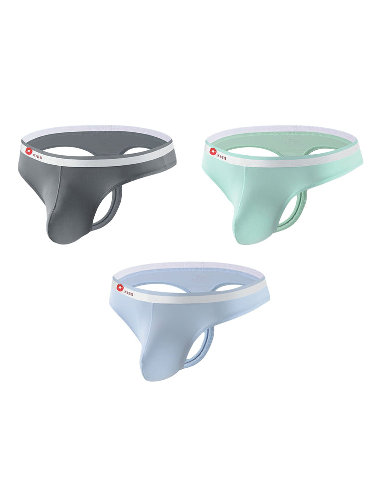 3 Pack Men's Ice Silk Sexy U-Shaped Pouch Kiss Thong