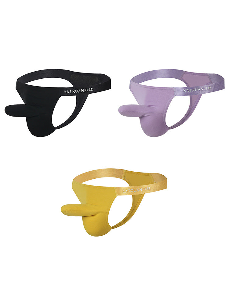 3 Pack Men's Elephant Trunk Separation Breathable Thong & Strings