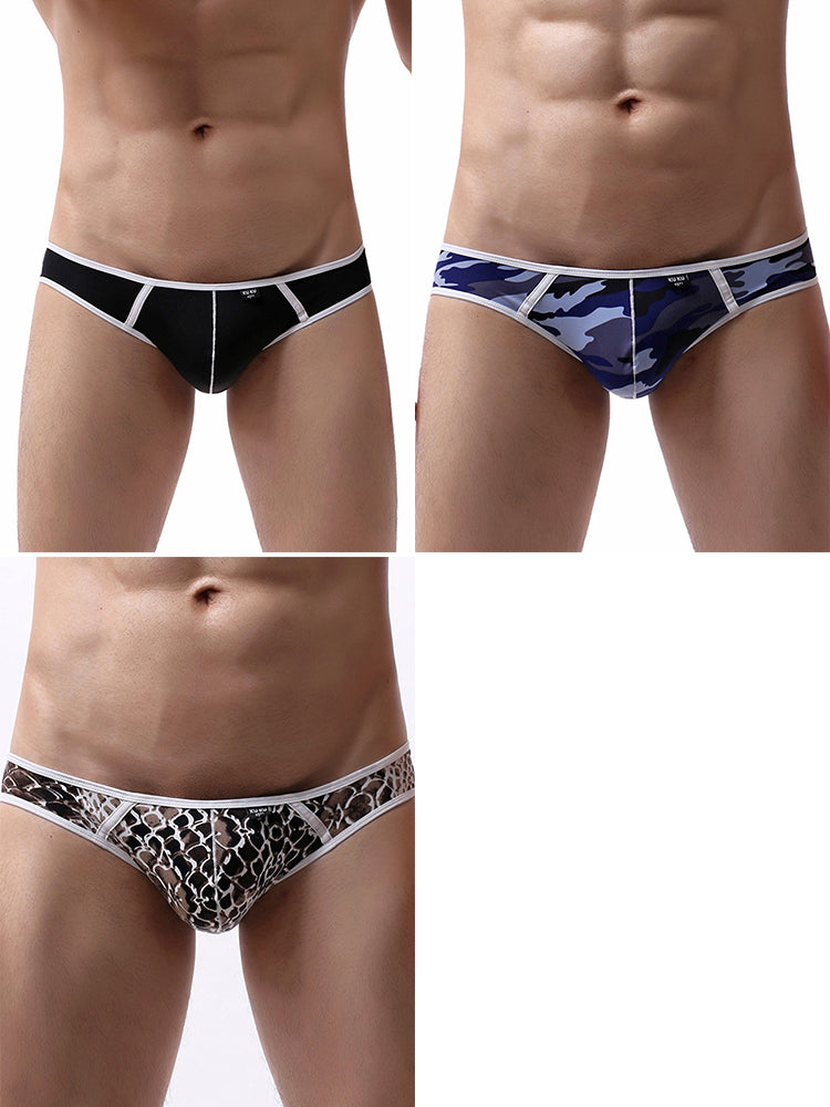 3-pack Men's Nylon Low-rise U-shaped Briefs