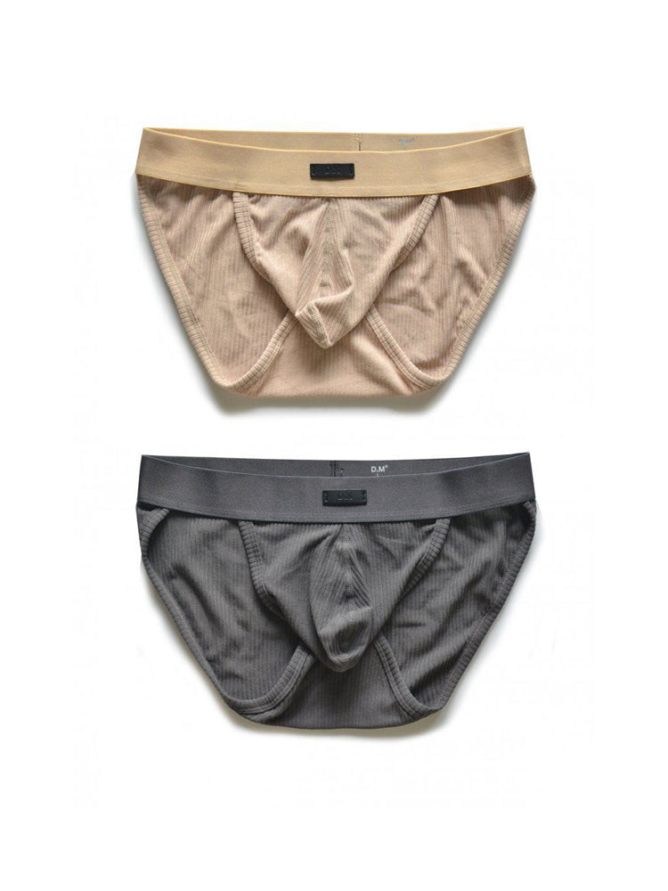 2 Pack Men's Low-rise High-cut Solid Briefs