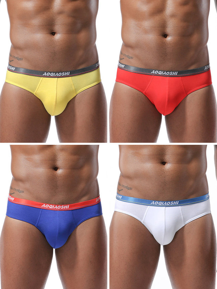 4 Pack Men's Stylish 3D U Convex Pouch Briefs
