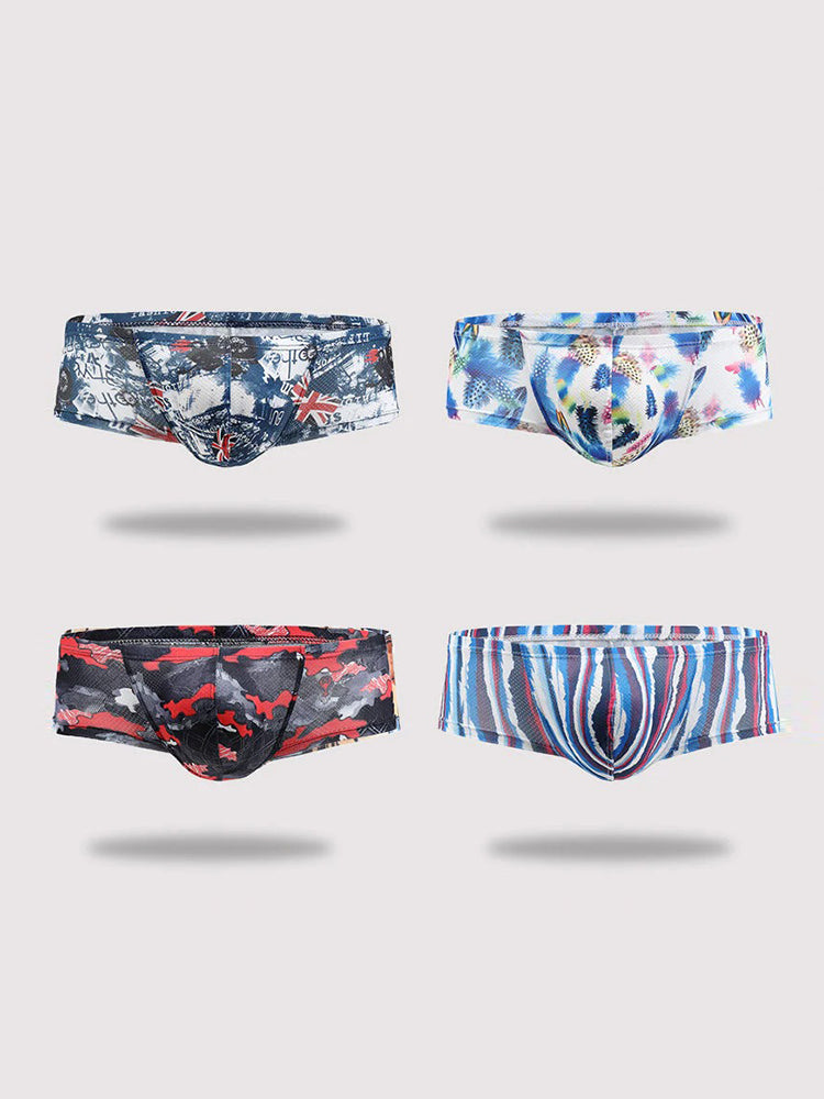 4 Pack Men's U-Pouch Low-Rise Moisture-Wicking Trunks