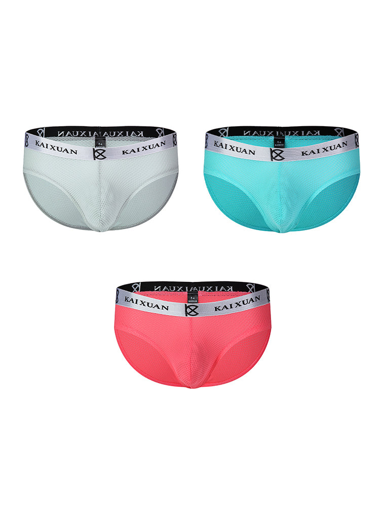3 Pack Men's Soft Skin-Friendly Ice Silk Thin Low-Rise Briefs