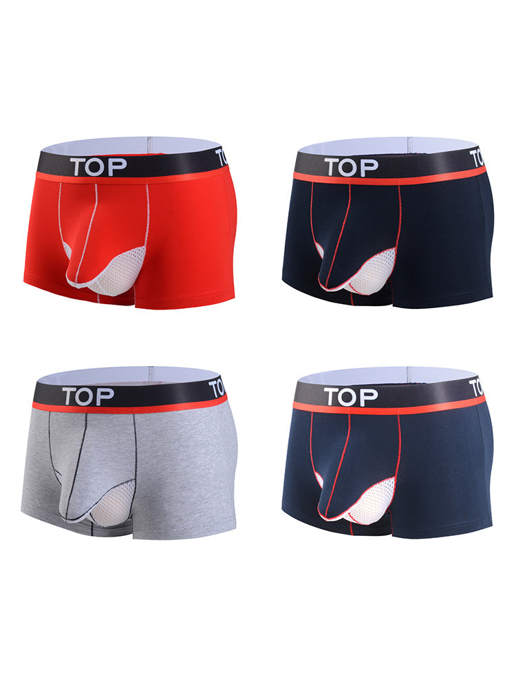 4 Pack Men's Cotton Gun Egg Separation Elephant Nose Trunks