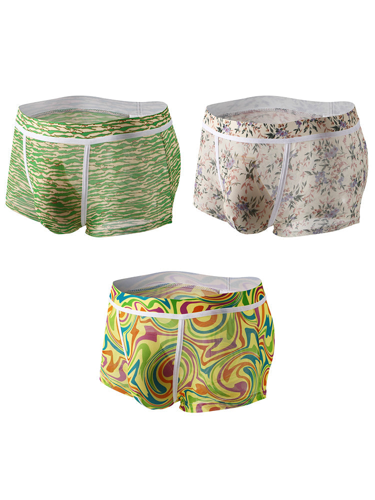 3 Pack Men's Sexy U-Shaped Mesh Breathable Boxer Briefs