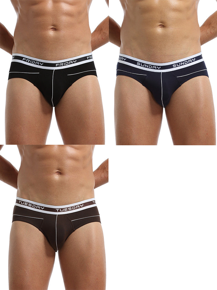 3 Pack Men's Comfortable Sporty Breathable Low-Waist Sexy Briefs