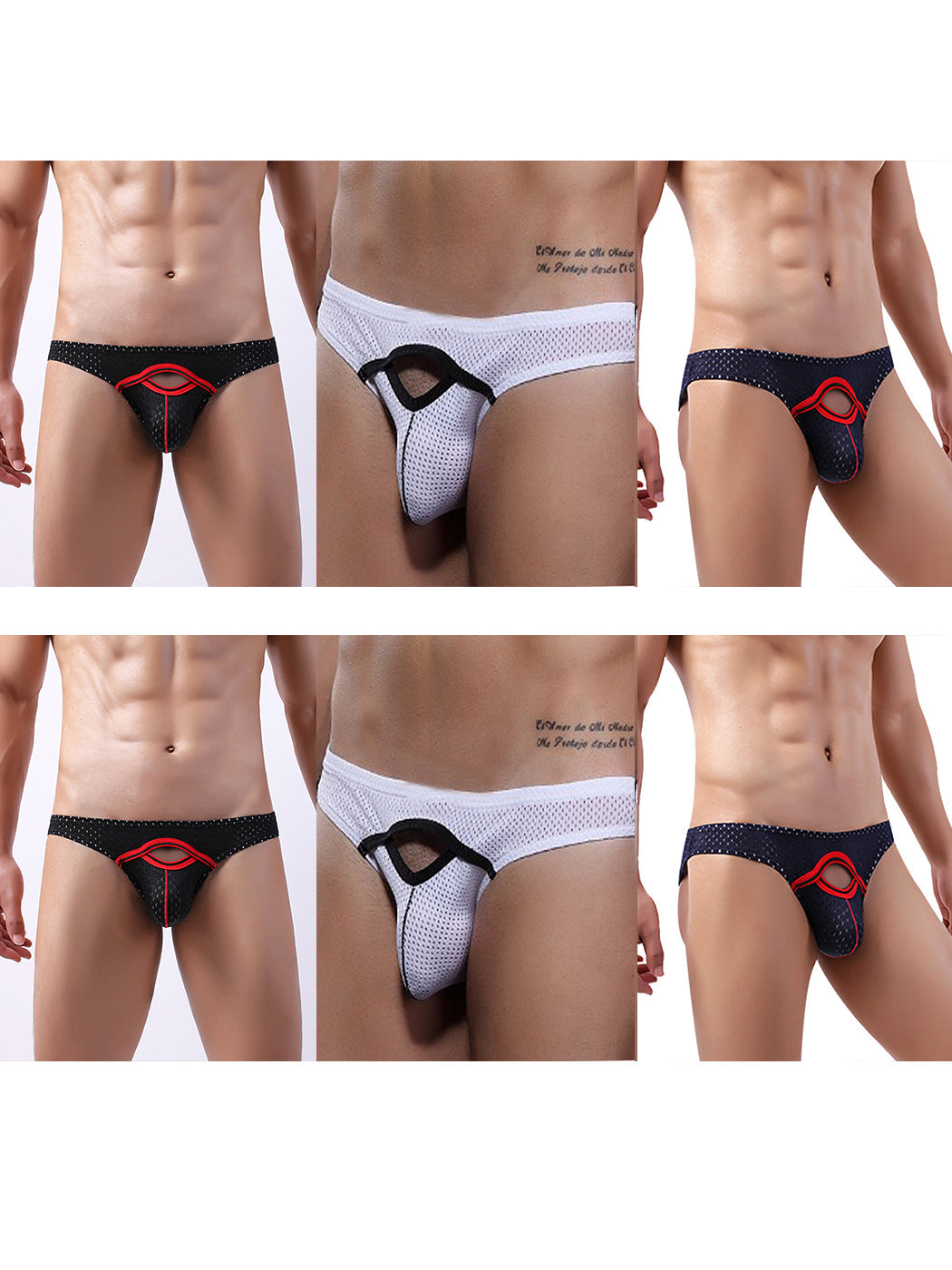 6 Pack Men's Sexy Hollow Out Bikinis
