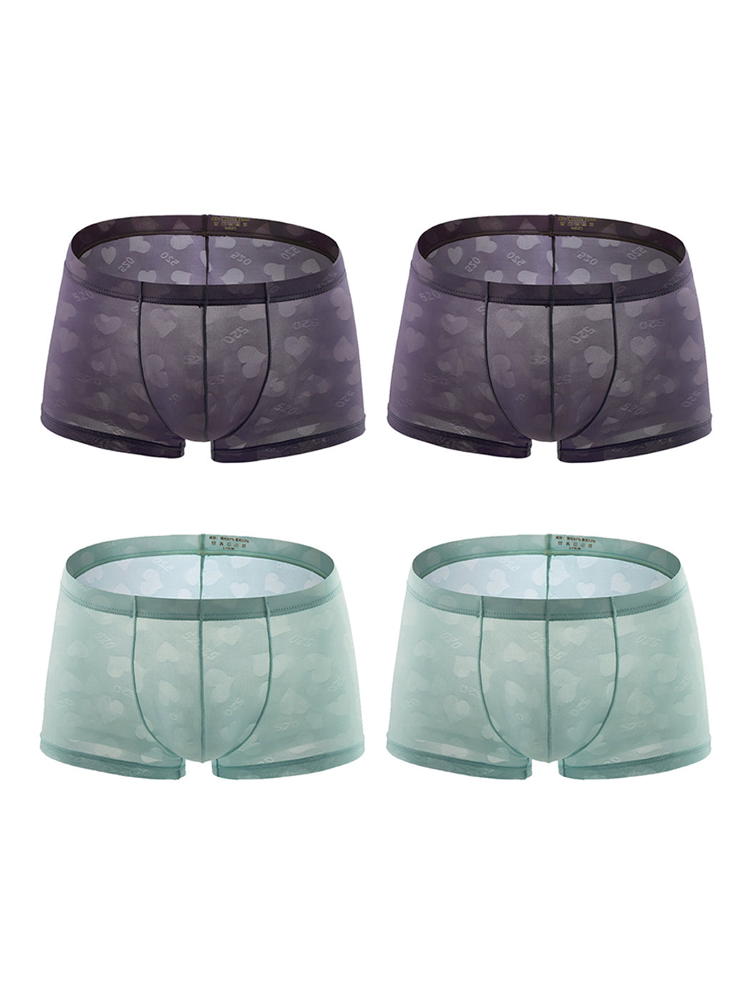 メンズセクシーハートメッシュトランクス4枚組
