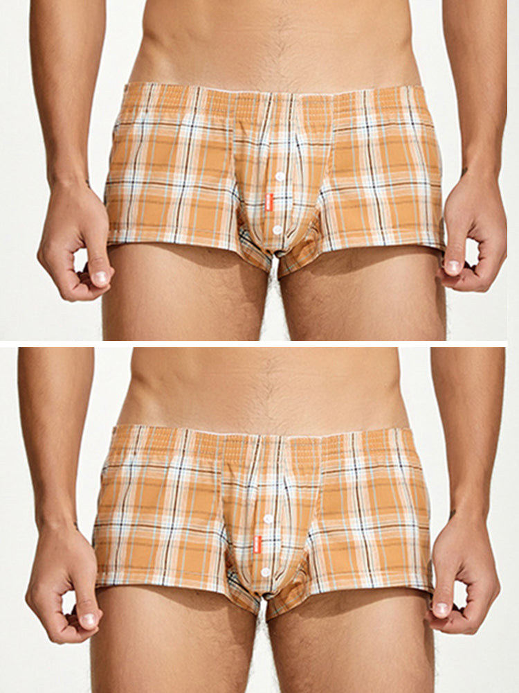 2 Pack Men's Plaid Lounge Shorts. Stylish and Breathable Sleep Trunks