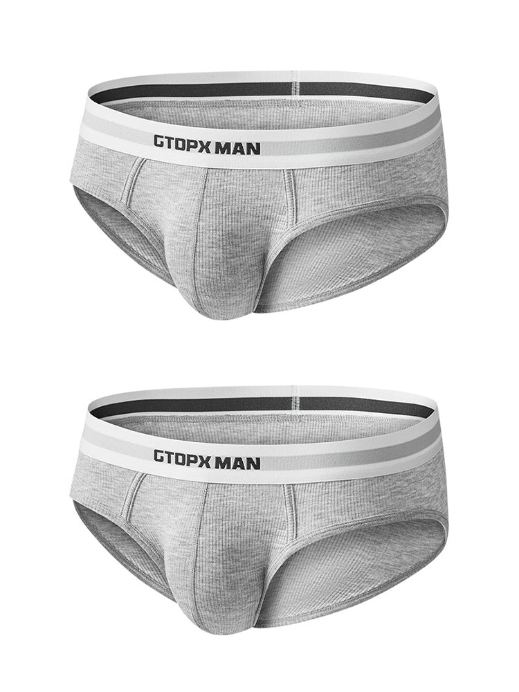 2-Pack Men's Threaded Design Breathable Comfort Low-Rise Thin U-convex Briefs
