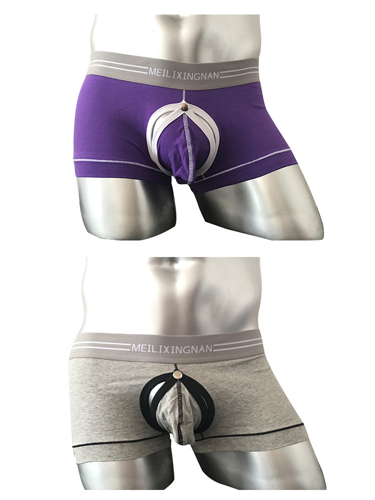 2 Pack Men's Detachable Pouch Breathable Boxer Briefs