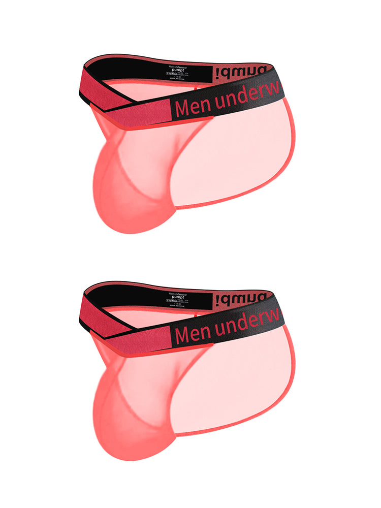 2 Pack Men's Large Pouch Semi-Transparent Sexy Bikini