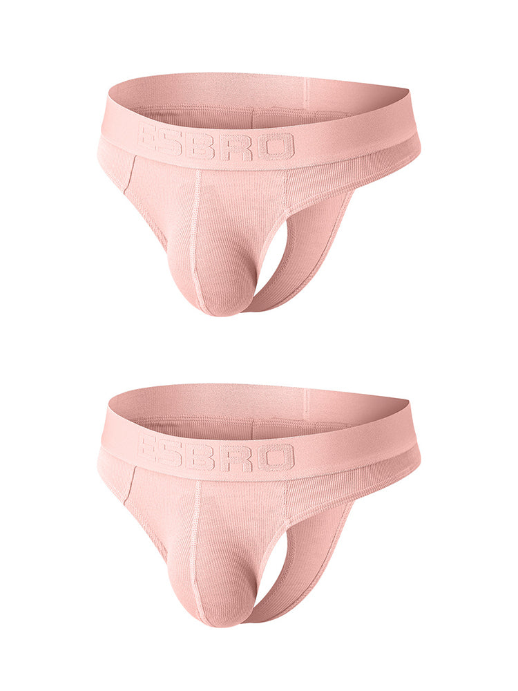 2 Pack Men's Ribbed Butt-Lifting U-Pouch Sexy Thong