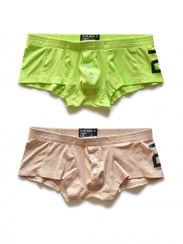 2-pack Men's Solid Color Comfortable Button-down Trunks