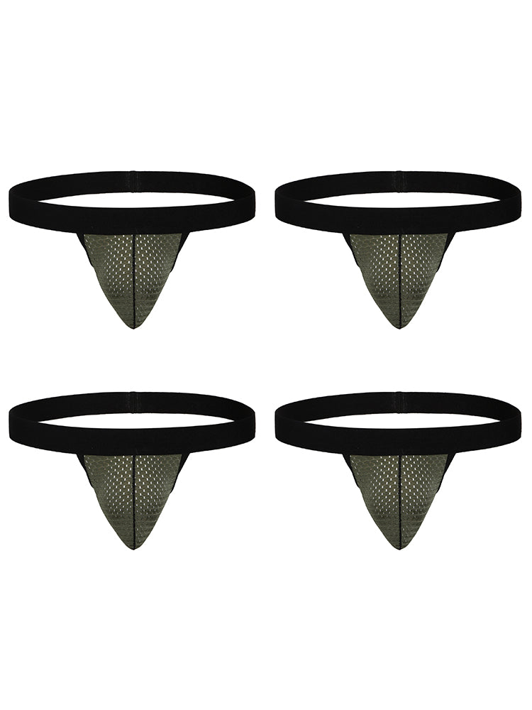4 Pack Men's Single Pouch Ice Silk Sexy Thong