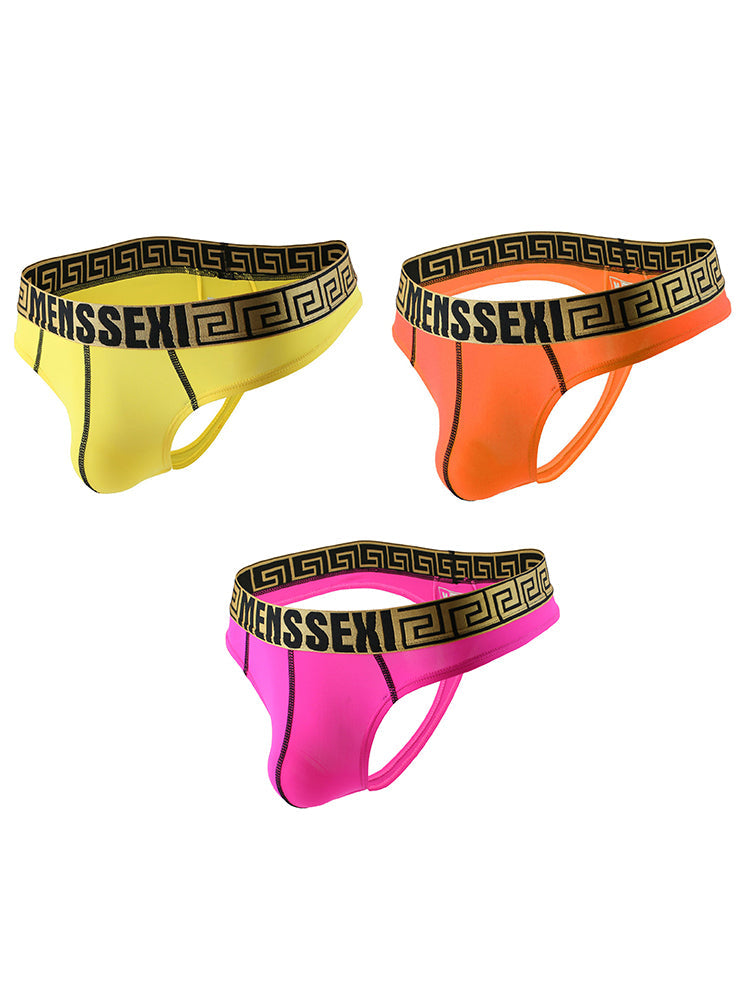 3 Pack Men's Sexy Thong Soft Breathable T-Back Briefs Seamless Briefs