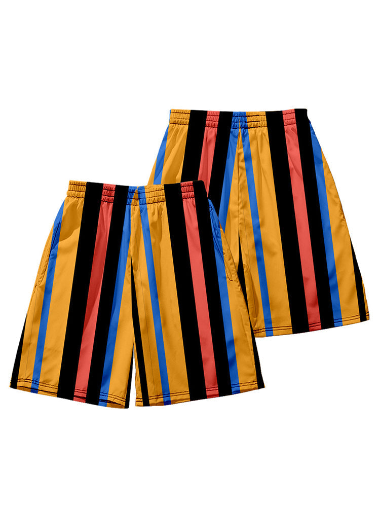 Men's Multicolor Stripe Leisure Swim Shorts