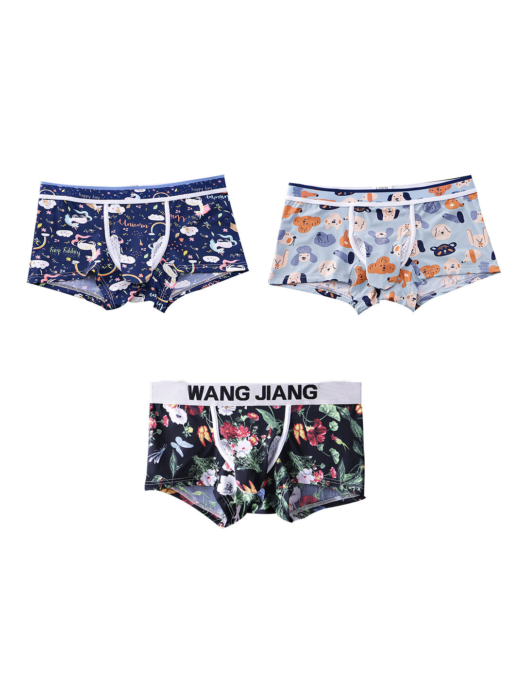 3 Pack Men's Ice Silk Trunks with Separated Pouch Design