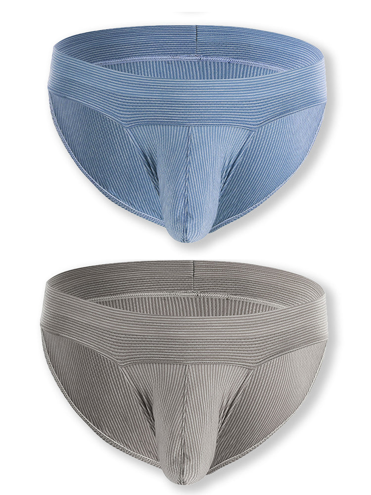 2 Pack Ball Support Pouch Ribbed Men's Bikini Underwear