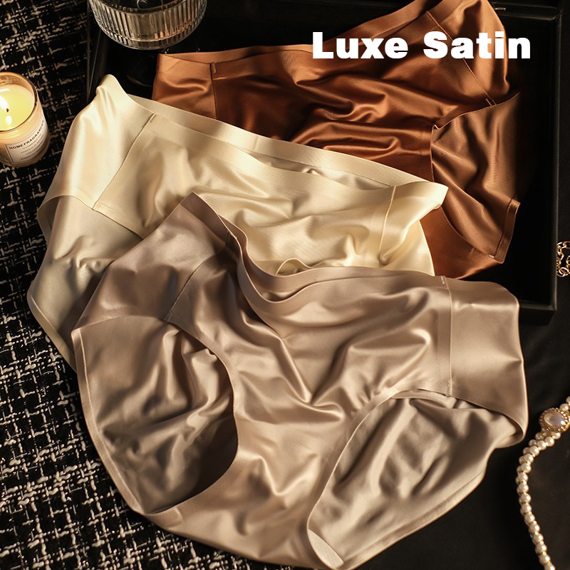 Luxury Satin Women's Briefs Seamless Breathable 10A Antibacterial Full Coverage