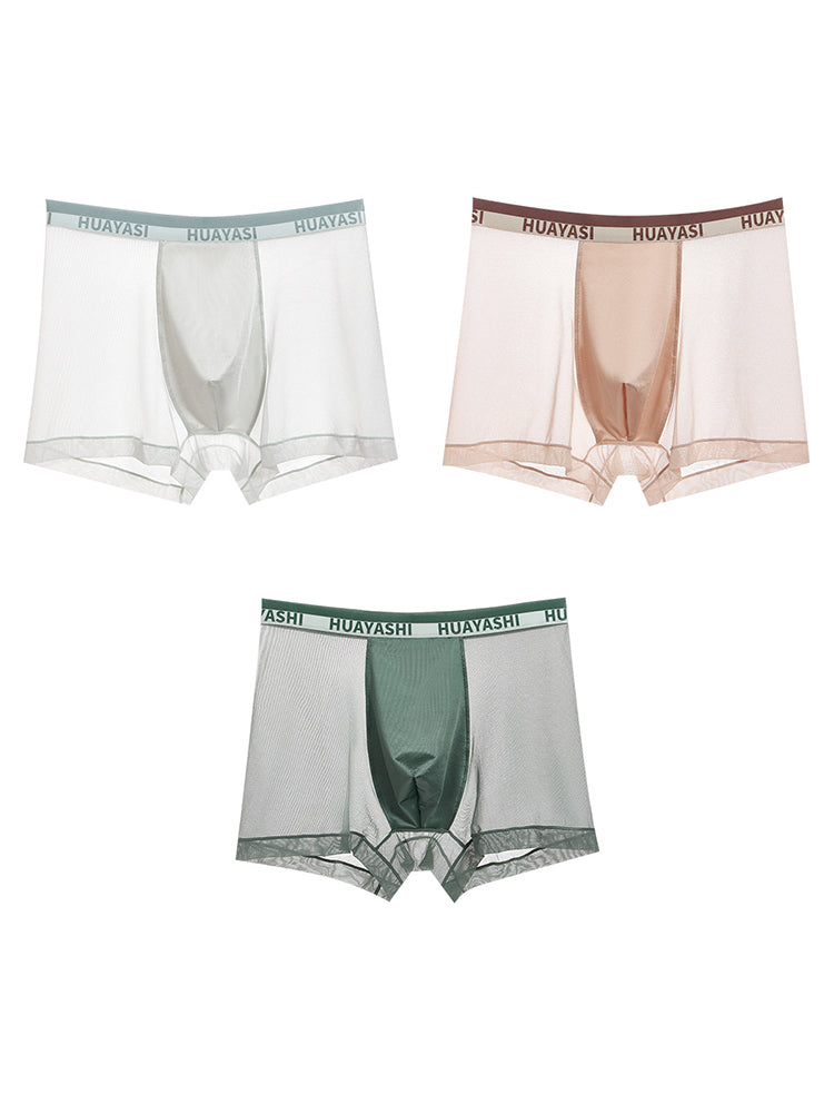 3 Pack Men's Ice Silk Seamless Breathable Quick-Drying Trunks