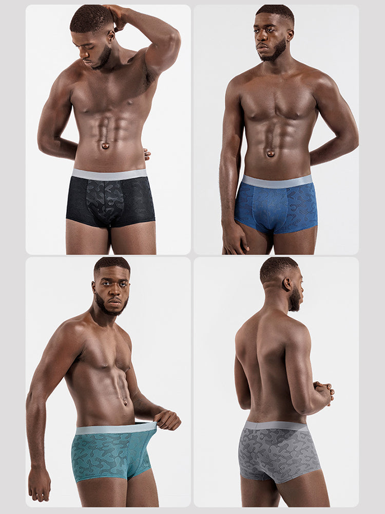 3 Pack Men's Graphene Anti-Bacterial Hollow Lace Ultra-Thin Trunks