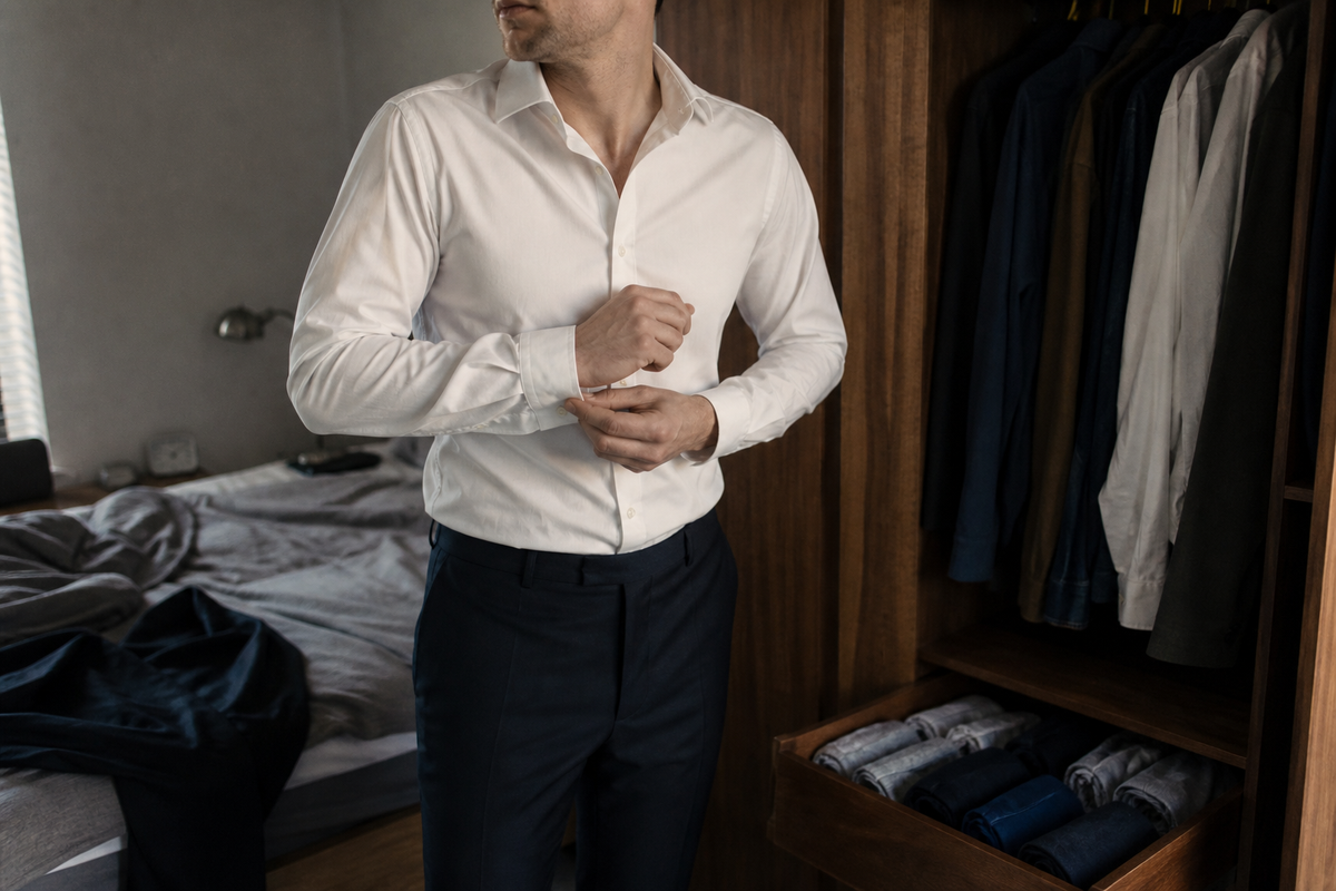Man comparing boxers, briefs, trunks and boxer briefs for everyday wear