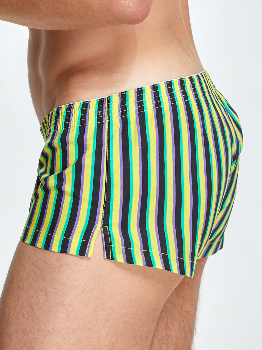 Men's Color Stripes Trunks With Button Fly