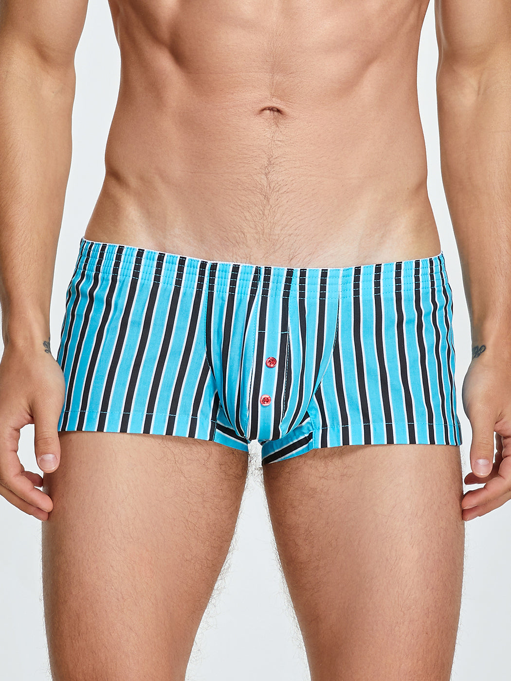 Men's Color Stripes Trunks With Button Fly
