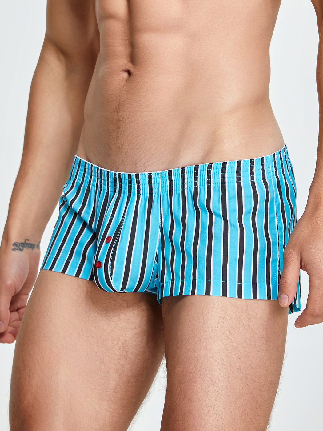 Men's Color Stripes Trunks With Button Fly