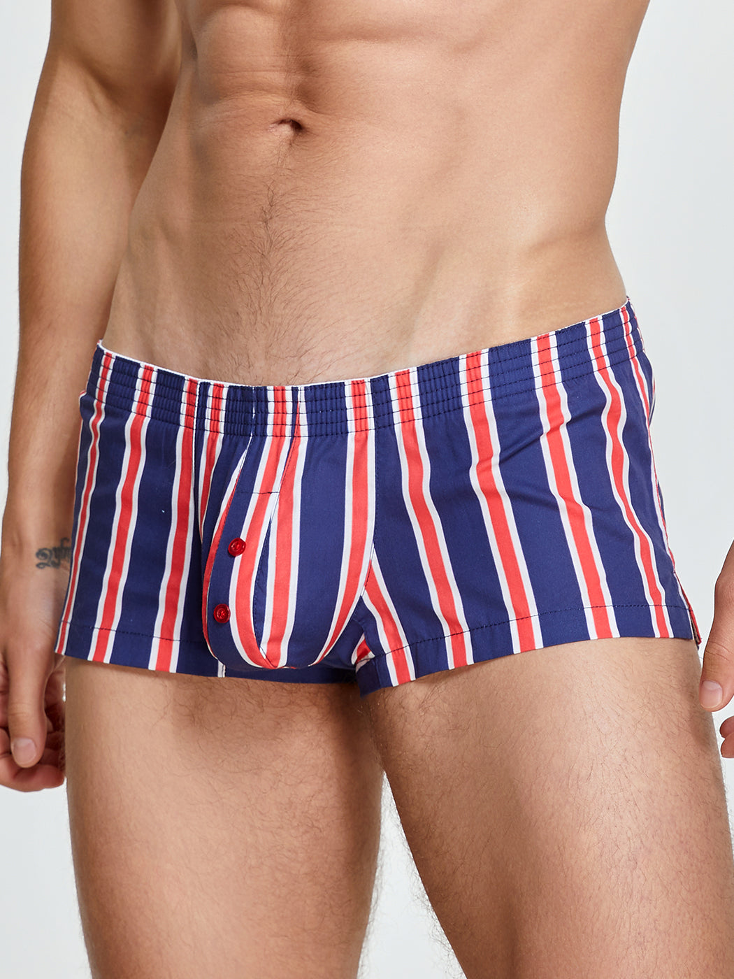 Men's Color Stripes Trunks With Button Fly
