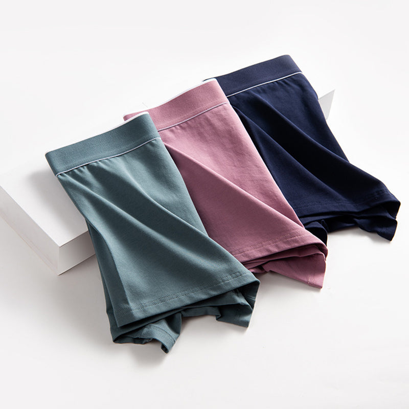 4Pcs Men's Cotton Solid Mid-rise Trunks