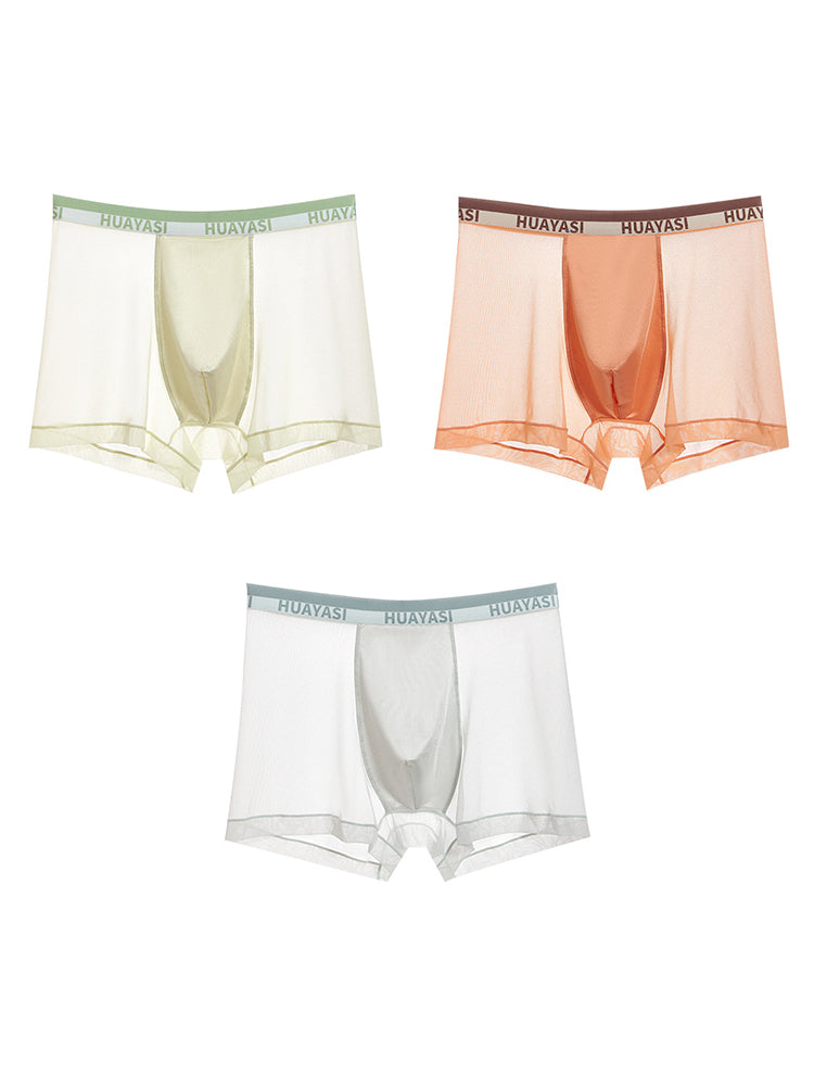 3 Pack Men's Ice Silk Seamless Breathable Quick-Drying Trunks